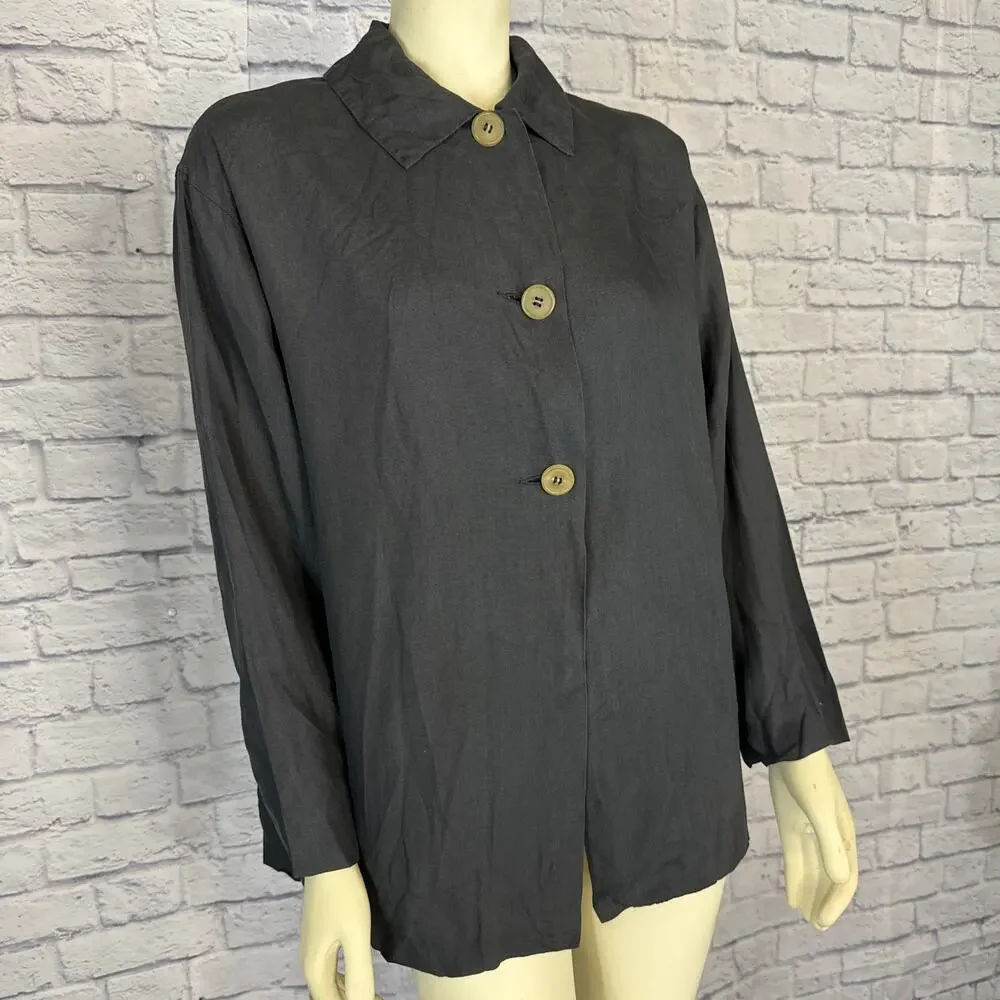Vintage 90’s LAT NAYLOR THINK TANK black linen top/ jacket size medium to large